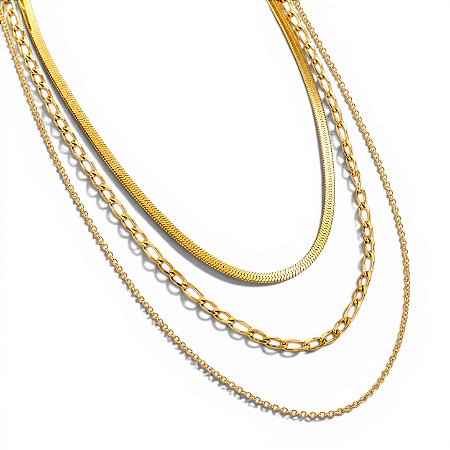 Colar Triplo Atittude | Ouro 18k
