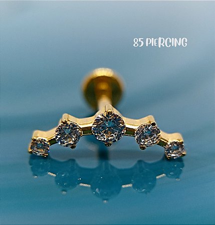 CLUSTER ZIRCONIAS CRAVEJADAS GOLD PVD TITÂNIO