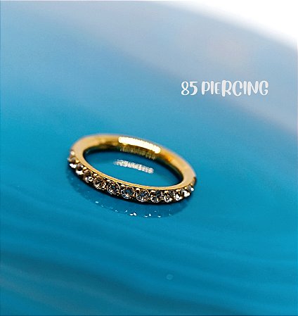 SEGMENTO AÇO ZIRCÔNIA CRAVEJADA 8MM GOLD PVD