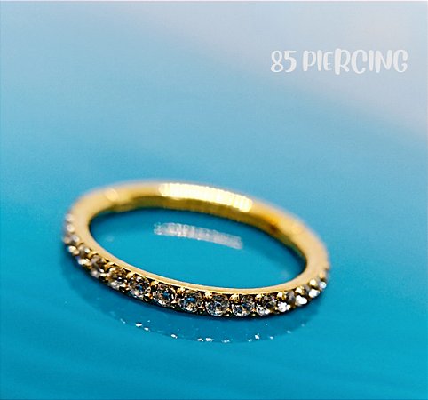 SEGMENTO AÇO ZIRCÔNIA CRAVEJADA 12MM GOLD PVD