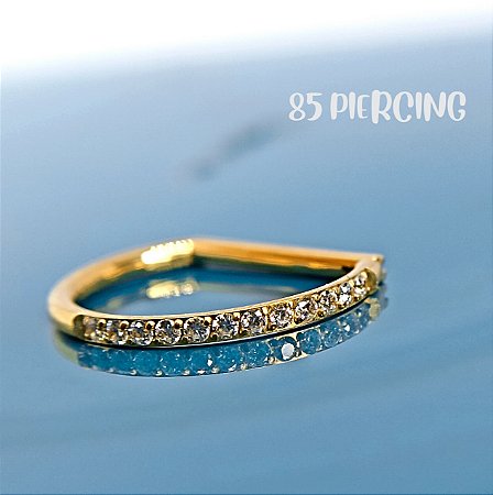 SEGMENTO D TITÂNIO ZIRCÔNIA CRAVEJADA GOLD PVD