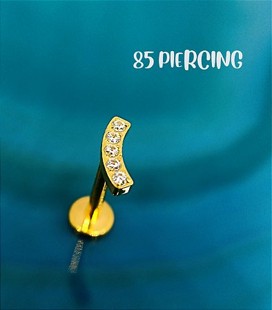 LBT MINI BARRA CURVA ZIRCÔNIAS TITÂNIO GOLD PVD