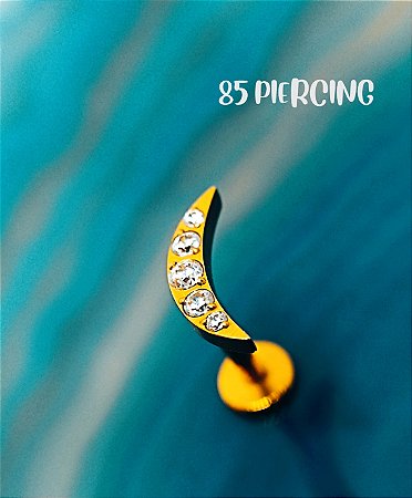 LBT LUA 5 ZIRCÔNIAS CRAVEJADAS TITÂNIO GOLD PVD