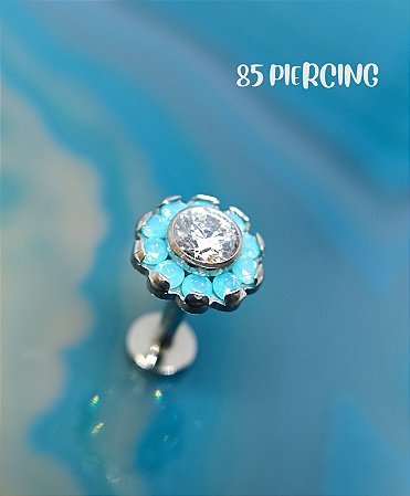 LBT FLOR OPALITA AZUL ZIRCÔNIA TITÂNIO