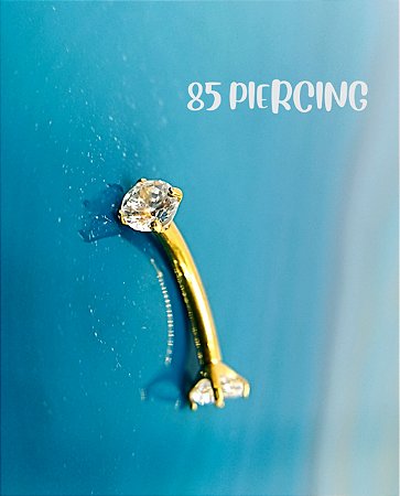 BARBELL CURVO ZIRCÔNIA TITANIO GOLD 8MM