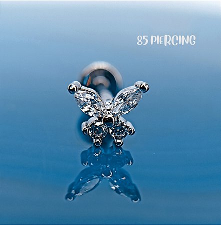 LBT BORBOLETA ZIRCÔNIA CRISTAL AÇO