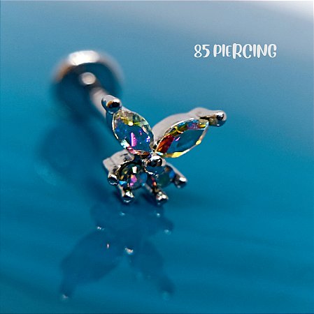 LBT BORBOLETA ZIRCÔNIA FURTA-COR AÇO