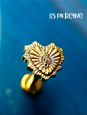 LBT CORAÇÃO SAGRADO COM ZIRCÔNIA TITÂNIO GOLD PVD