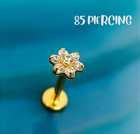 LBT FLOR ZIRCÔNIAS CRAVEJADAS TITÂNIO GOLD PVD