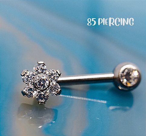PIERCING INTIMO CRISTINA FLOR ZIRCÔNIA CRAVEJADA TITÂNIO