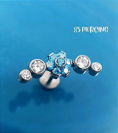 CLUSTER FLOR ZIRCÔNIAS AZUIS II TITÂNIO