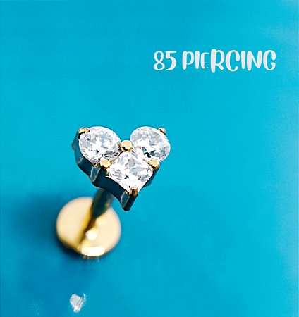 LBT CORAÇÃO ZIRCÔNIAS CRAVEJADAS TITÂNIO GOLD PVD