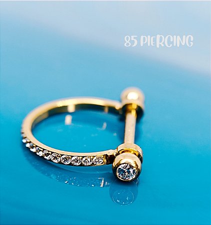 MEIO SEGMENTO ZIRCÔNIAS CRAVEJADAS GOLD PVD