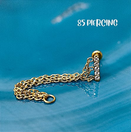 LBT BARRA ZIRCÔNIAS 3 CORRENTES GOLD PVD