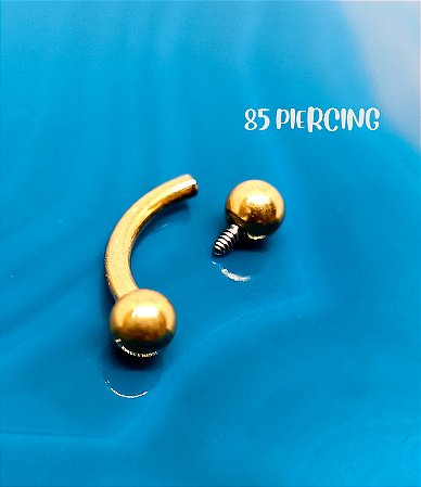 BARBELL CURVO TITÂNIO GOLD PVD