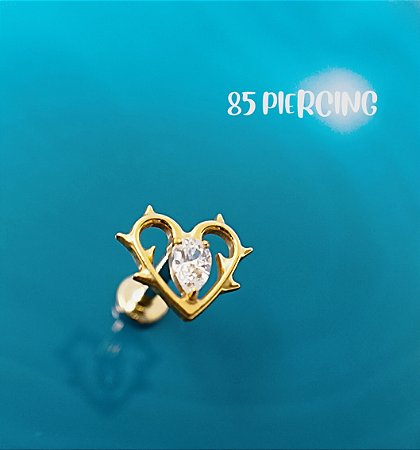 CORAÇÃO ZIRCÔNIA CRAVEJADA TITÂNIO GOLD PVD