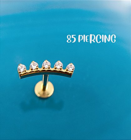 CLUSTER BARRA ZIRCÔNIAS CRAVEJADAS TITÂNIO GOLD PVD