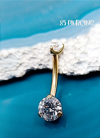 NAVEL TITÂNIO ZIRCÔNIA CRAVEJADA GOLD PVD