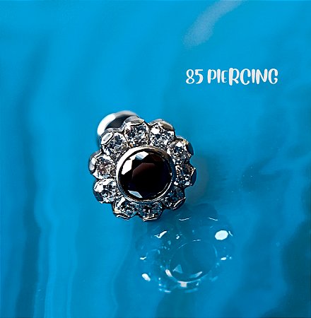 LBT FLOR 10 PÉTALAS TITÂNIO ÔNIX ZIRCÔNIAS