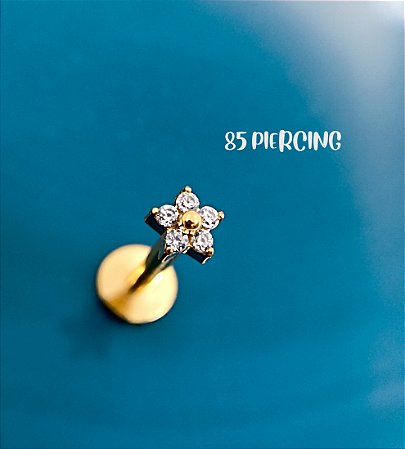 LBT MICRO FLOR ZIRCÔNIAS CRAVEJADAS TITÂNIO GOLD PVD