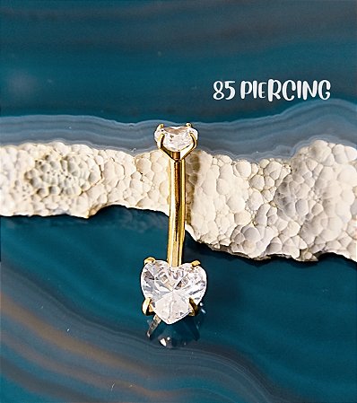 BANANABELL CORAÇÃO AÇO CRISTAL CRAVEJADO GOLD PVD