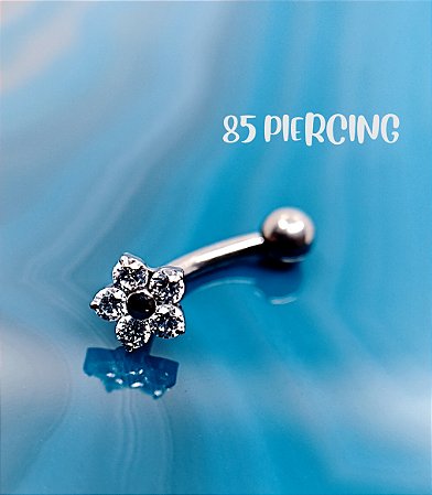 BARBELL CURVO FLOR ZIRCÔNIAS TITÂNIO