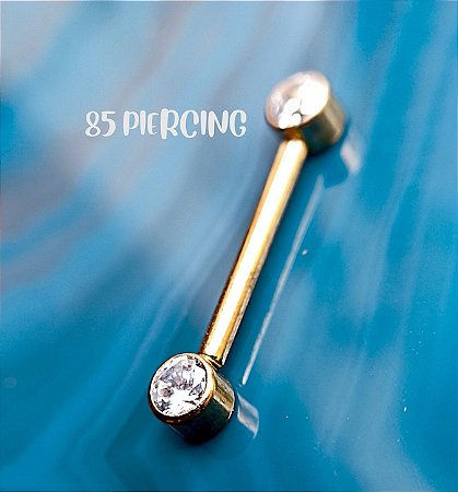 BARBELL AÇO ZIRCÔNIA PUSH PIN GOLD PVD