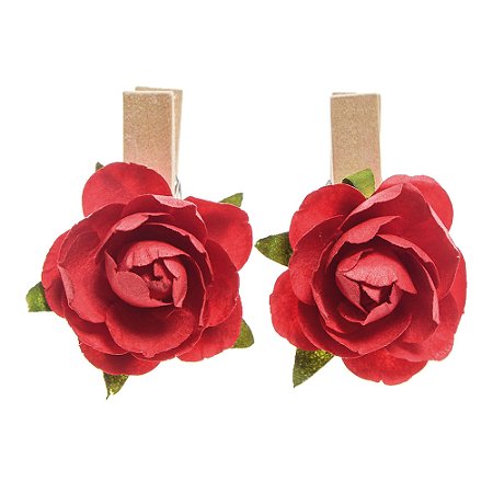 PRENDEDOR DECORATIVO DE FLOR VERMELHA 2X3X2CM 1822942