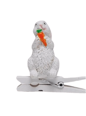 PRENDEDOR DECORATIVO COELHO C/CENOURA LR/BCO 4X4X2CM 1826197