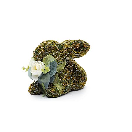 COELHO DECORATIVO DE GRAMA C/LACO VERDE 15X15X23CM 1012955