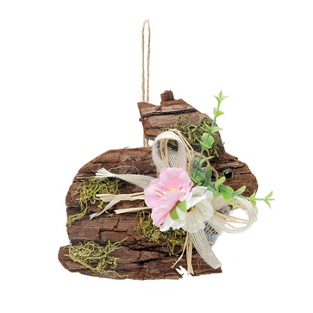 COELHO RUSTICO EM MADEIRA C/LAÇO MRR/ROS 13X13X1CM 1010899