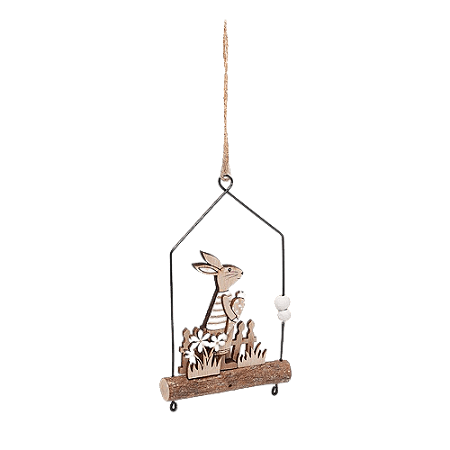 ENFEITE DECORATIVO COM COELHO MARFIM 15X10X1CM 1826675
