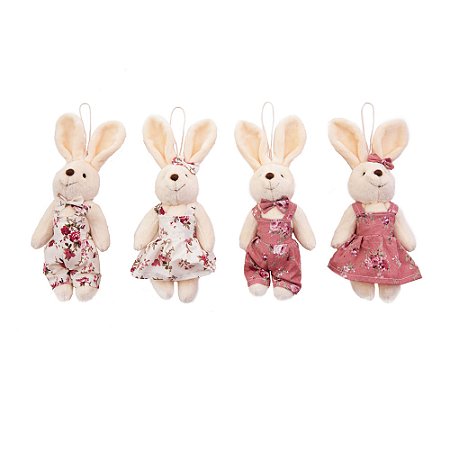 MINI COELHINHOS DECORATIVO VESTIDO FLORAL 20X9X5CM 1021759