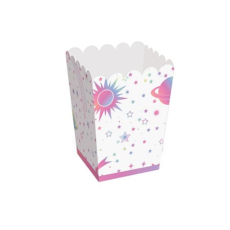 CAIXA P/ PIPOCA GALÁXIA SOFT 5,5X5,5X9CM C/10 UNIDADES