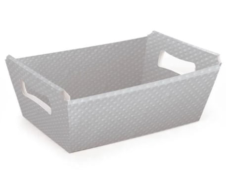 CESTA CARTÃO CRISTALINO PRATA 27X18X9CM 252570 OPORTUNIDADE