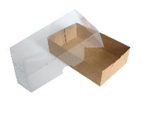 CAIXA DE PAPEL C/TAMPA TRANSPARENTE Nº2 KRAFT 13X8X3,5 10UND