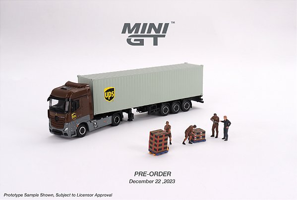 Mini GT Mercedes-Benz Actros w/ 40 Ft Container " UPS Europe" #705