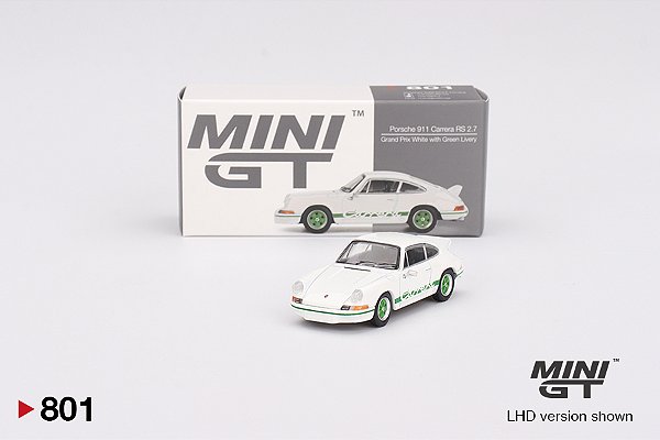 Mini GT Porsche 911 Carrera RS 2.7 Grand Prix White with Green Livery # 801