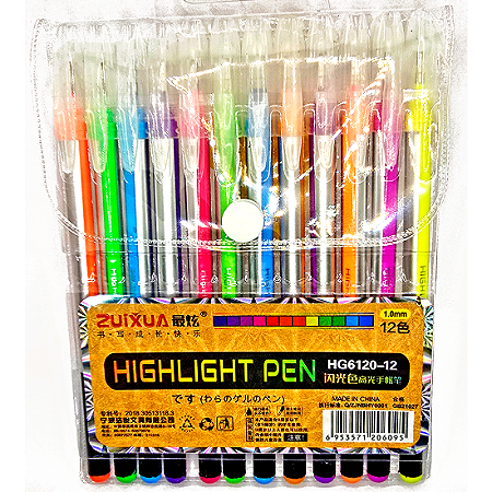 Conjunto de Caneta Esferográfica Neon - 12 Cores