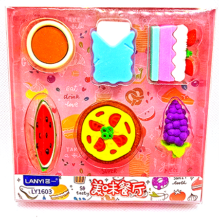 Kit de 6 Borrachas em formato de comida