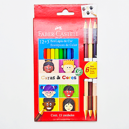 Lápis de Cor - Faber Castell - 12 cores  + 6 tons de pele