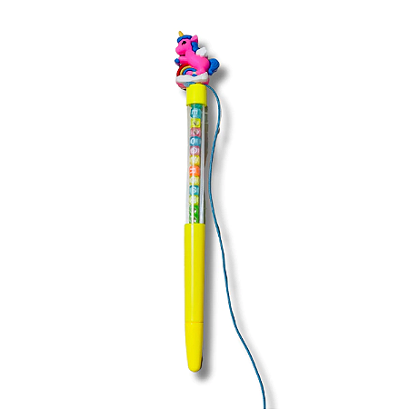 Caneta Unicórnio Gel 0.38mm com Miçangas Coloridas