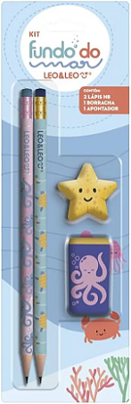 Kit Lápis HB Fundo do Mar - 4 peças Leo e Leo