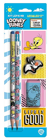 Kit Lápis HB Looney Tunes 4 peças Leo e Leo
