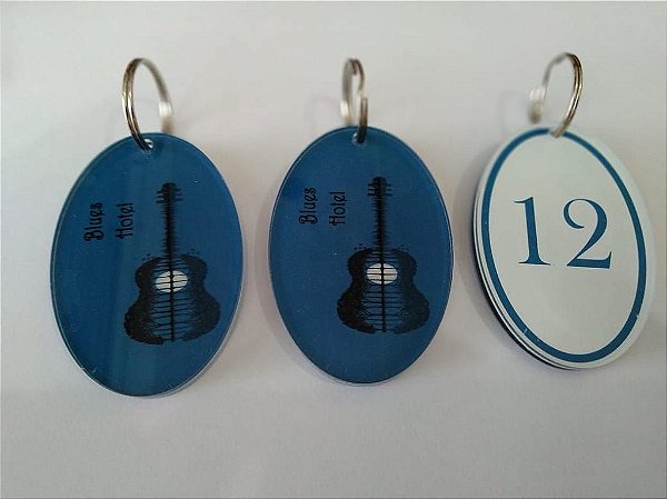 Chaveiro para quarto com logo e numerado tamanho 7 x 5 cm