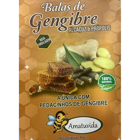 Bala De Gengibre Alcaçuz e Própolis 40G Amatuvida