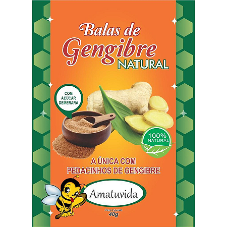 Bala De Gengibre Natural 40G Amatuvida