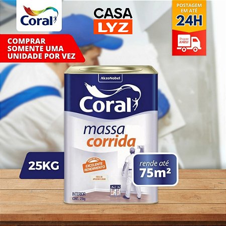Massa Corrida PVA Parede Teto Interna Lata Coral 25kg