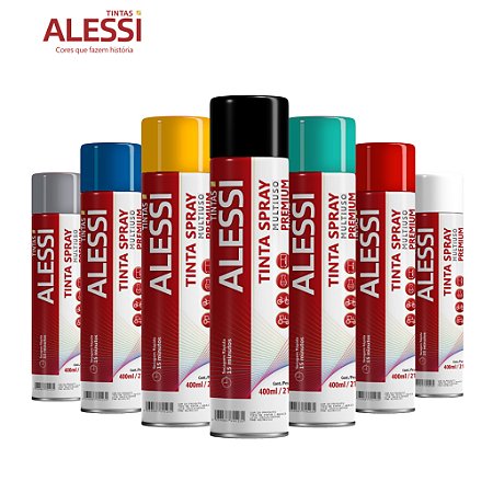 TINTA SPRAY USO GERAL MADEIRA METAL MÓVEIS VARIAS CORES 400ML ALESSI