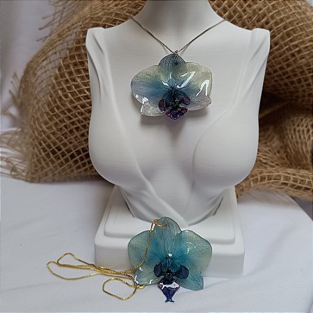 Colar Marisa - Orquídea Natural Preservada em Resina